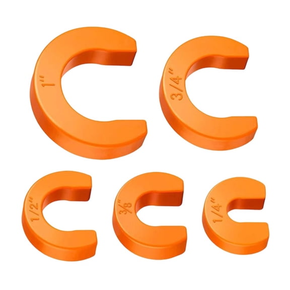 5 Pack Disconnect Clips Set for Push Fit Pipe Removal, PEX Copper CPVC Tubing Tool - 1/4 3/8 1/2 3/4 1 Inch Sizes, Orange Plastic Plumbing Repair Hand Tools