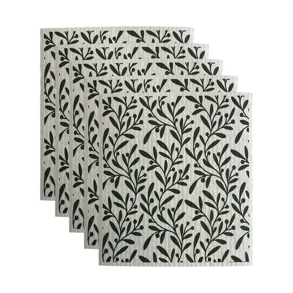 5-Pack Dishcloths for Kitchen | Geometric Swedish Dish Towels | Cellulose Sponge Cloths | Reusable Paper Towels Washable | No Odor, Biodegradable Domestic Cleaning