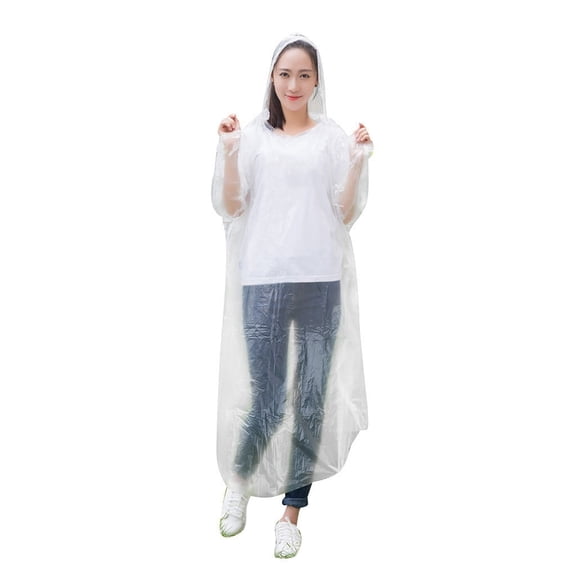 5-Pack Disposable Rain Pomkkxis for Adults - Hooded Raincoats for Women/Men,PE Rain Coats Packable Rain Jackets with Hood