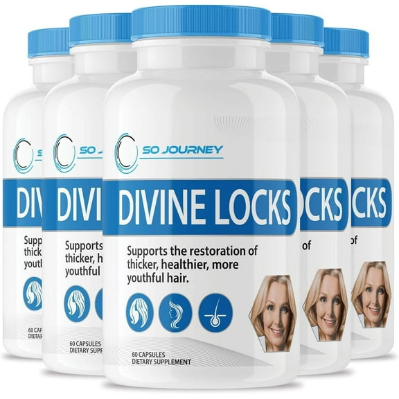 5 Pack Divine Locks Supplement Complex Hair Vitamins 300 Capsules