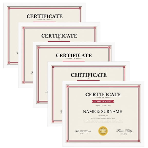 5 Pack Document Frame, 8.5x11 Certificate Frame, 8.5 x 11 Diploma Frame , Picture Frame Display Horizontal and Vertical for Wall and Tabletop, White