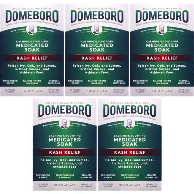 Domeboro 5 Pack - Skin Treatment Medicine, Soothing Soak Rash Relief ...