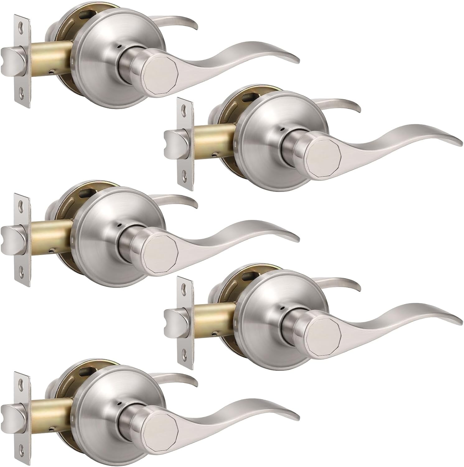 5 Pack Door Handles Interior, Keyless Passage Door Handle Levers