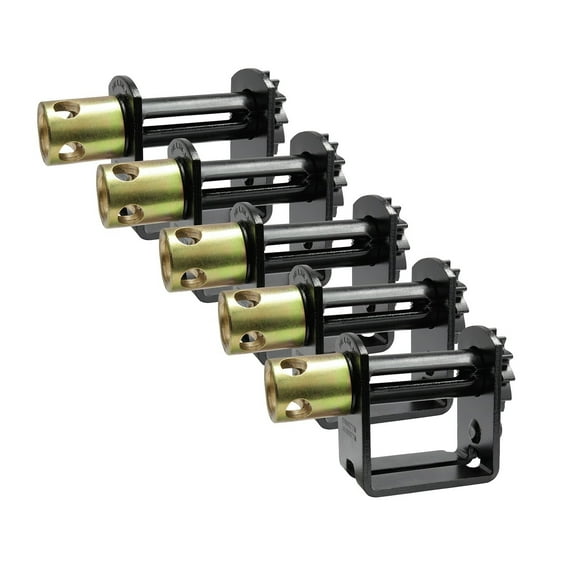 5 Pack Double L Sliding Ratcheting Winch for Flatbed Trailer - 5,500 lb WLL Heavy-Duty Steel Cargo Winch, Fits 2" to 4" Webbing Straps for Double L Track