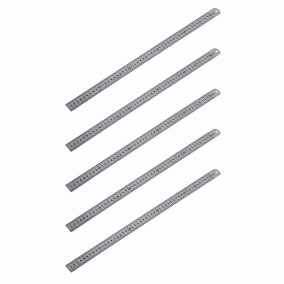 5-Pack Double-Sided Stainless Steel 50 cm Ruler for Workshop and Home Use I039516