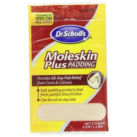 5 Pack - Dr. Scholls Moleskin Plus 4 5/8-Inch X 3 3/8 Inch Padding 3 Each