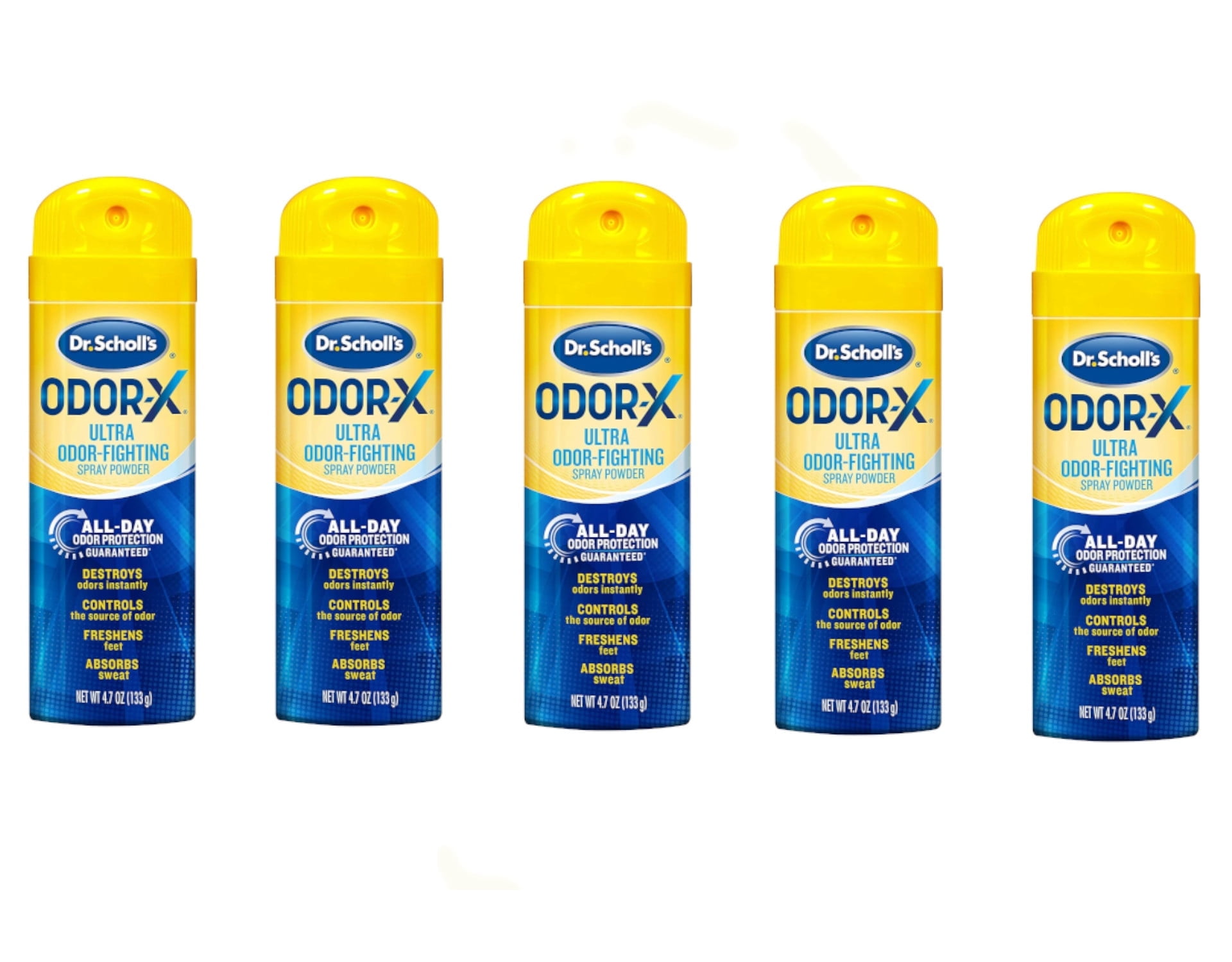 5 Pack Dr. Scholls Odor-X Odor Fighting Spray Powder 4.7 Oz Each