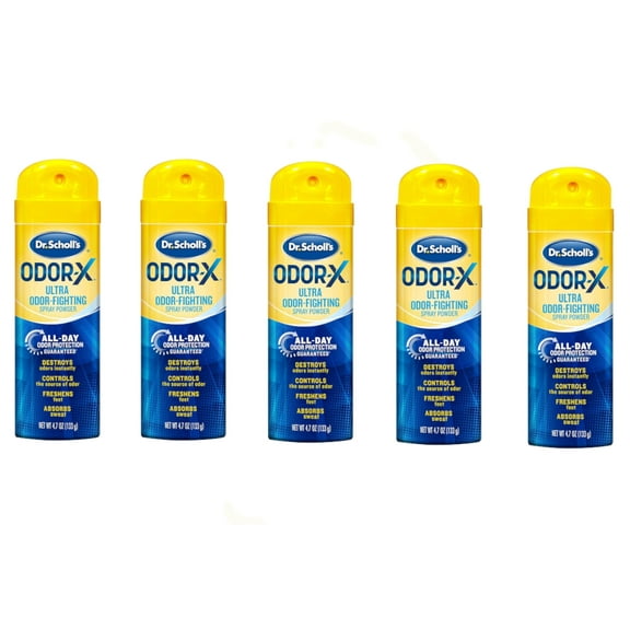 5 Pack Dr. Scholls Odor-X Odor Fighting Spray Powder 4.7 Oz Each