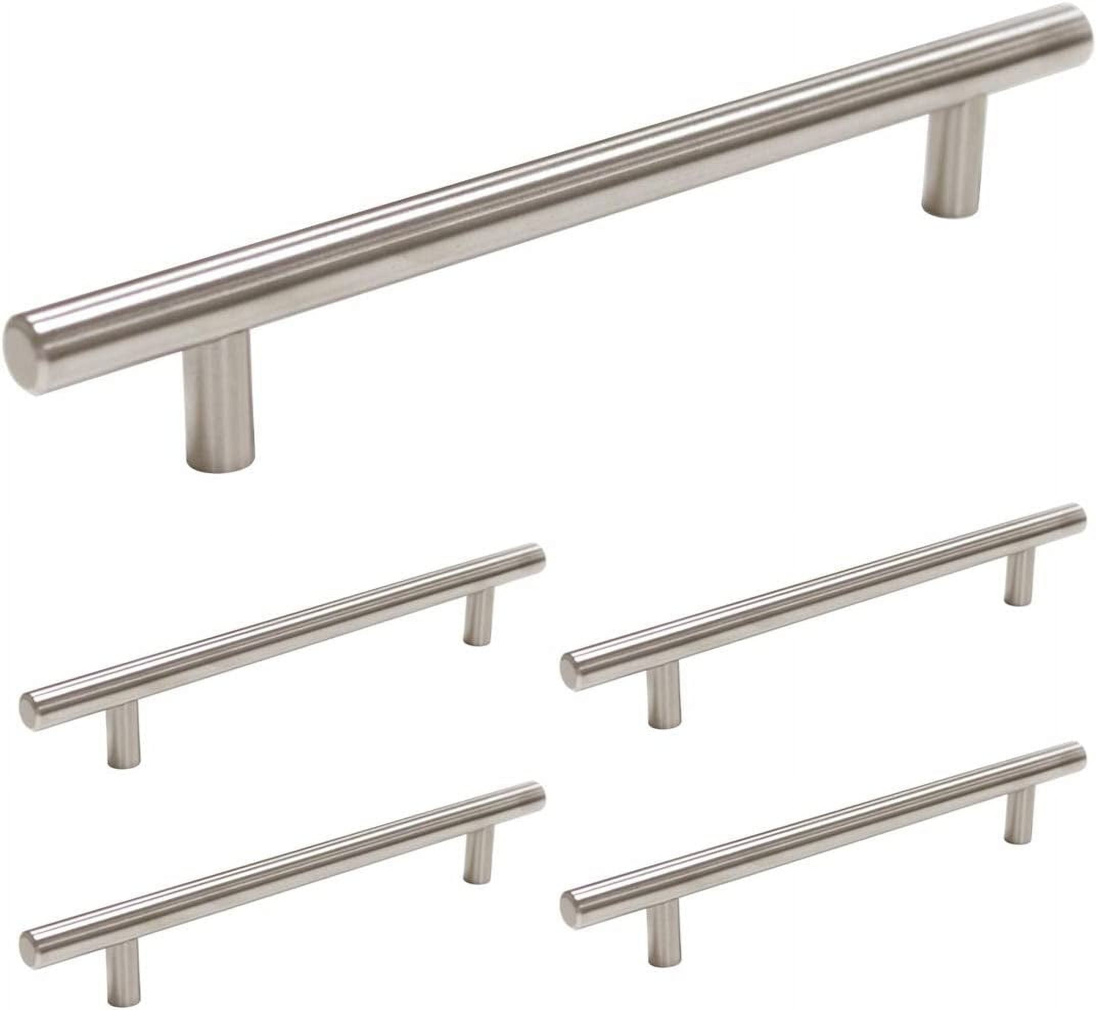 (5 Pack) Drawer Pulls Brushed Nickel Cabinet Pulls Zoizocp - HD201SN Cabinet Hardware Euro Style Drawer Handles 6-1/4in Hole Centers Kitchen Cabinet Handles Cupboard Handles