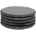 thumbnail image 1 of 5-Pack Drink Coaster Set - Handmade Round Slate Stone Coaster for Bar Kitchen Home Decor Black, 1 of 8