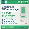 thumbnail image 1 of 5 Pack - DrugExam THC Advantage Made in USA Multi Level Marijuana Home Urine Test Kit. Highly Sensitive THC 5 Level Drug Test Kit. Detects at 15 ng/mL, 20 ng/mL, 50 ng/mL, 100 ng/mL and 200 ng/mL., 1 of 3