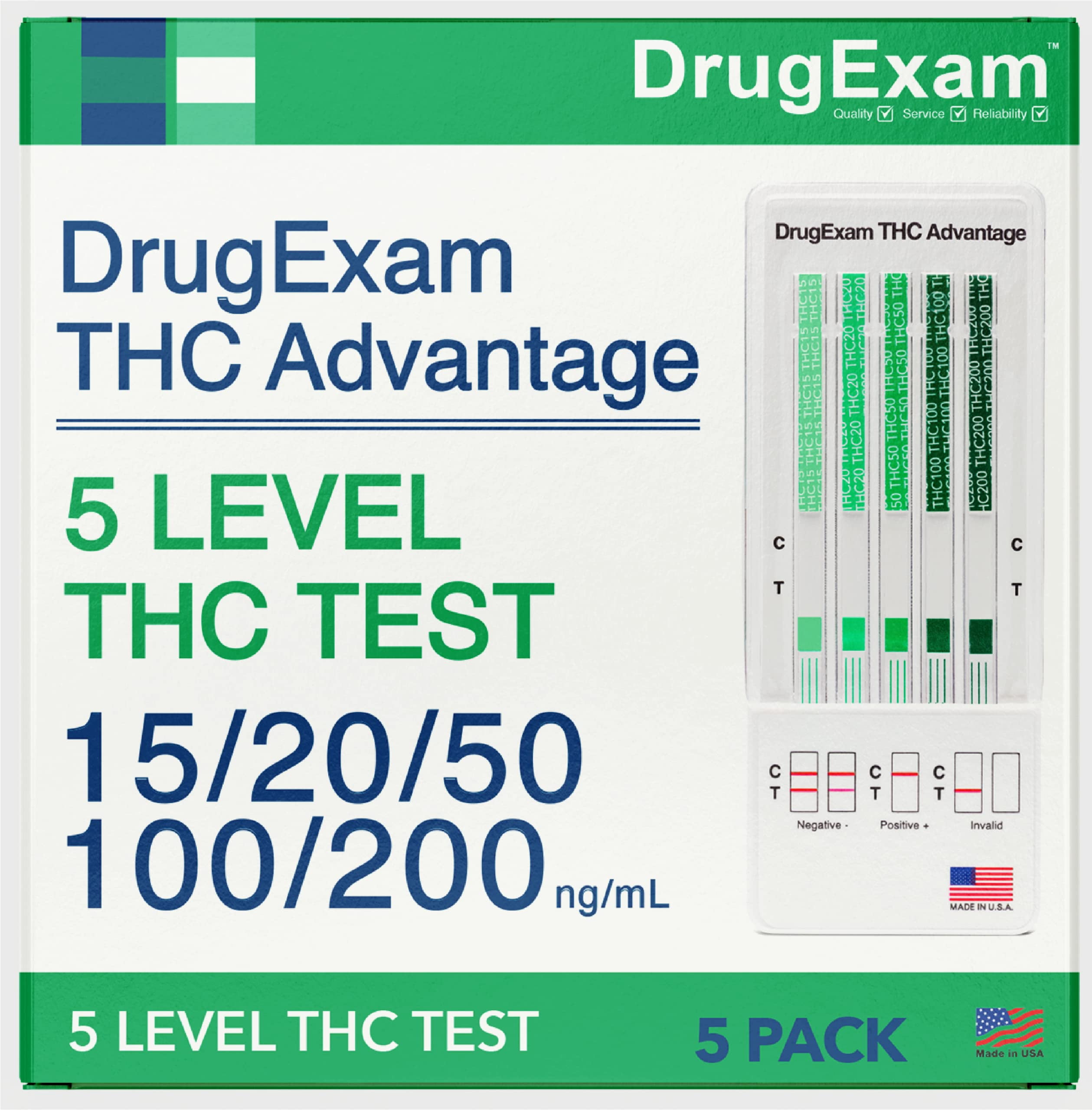 5 Pack DrugExam THC Advantage Made in USA Multi Level Marijuana Urine
