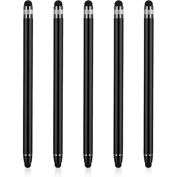 5 Pack Dual-End Stylus Pens For Touch Screens, High Sensitivity Black