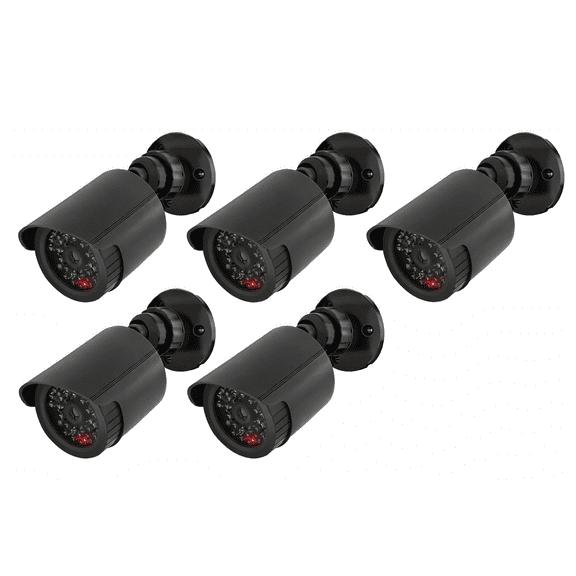 (5-Pack) Dummy Security Camera with Flashing LED Light for Indoor & Outdoor Use
