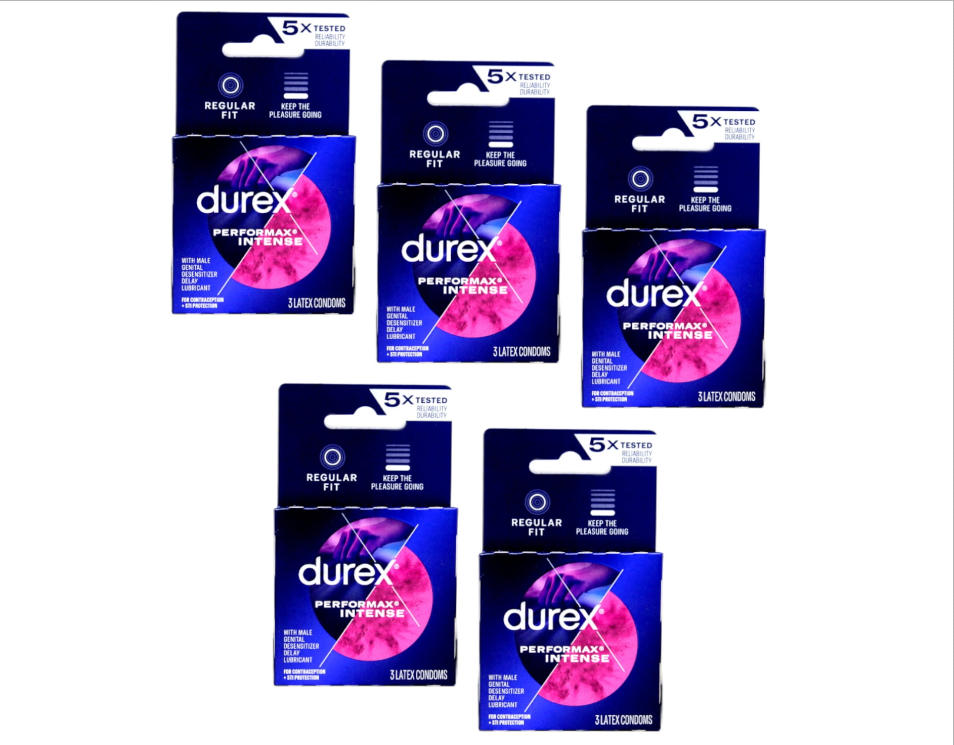 5 Pack Durex PerforMax Intense Climax Control Ultra-Fine 3