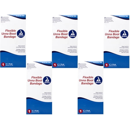 5 Pack Dynarex Unna Boot Flexible Non-Sterile Bandage 4 Inches x 10 Yards Each