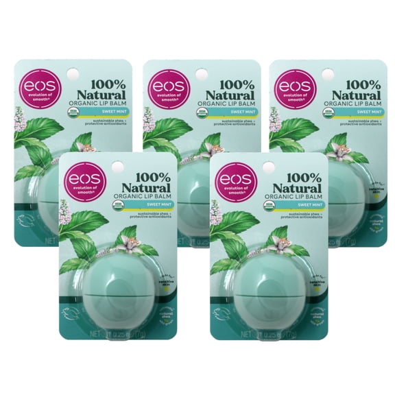 5 Pack EOS Smooth Sphere Evolution Lip Balm Sweet Mint Flavor .25oz