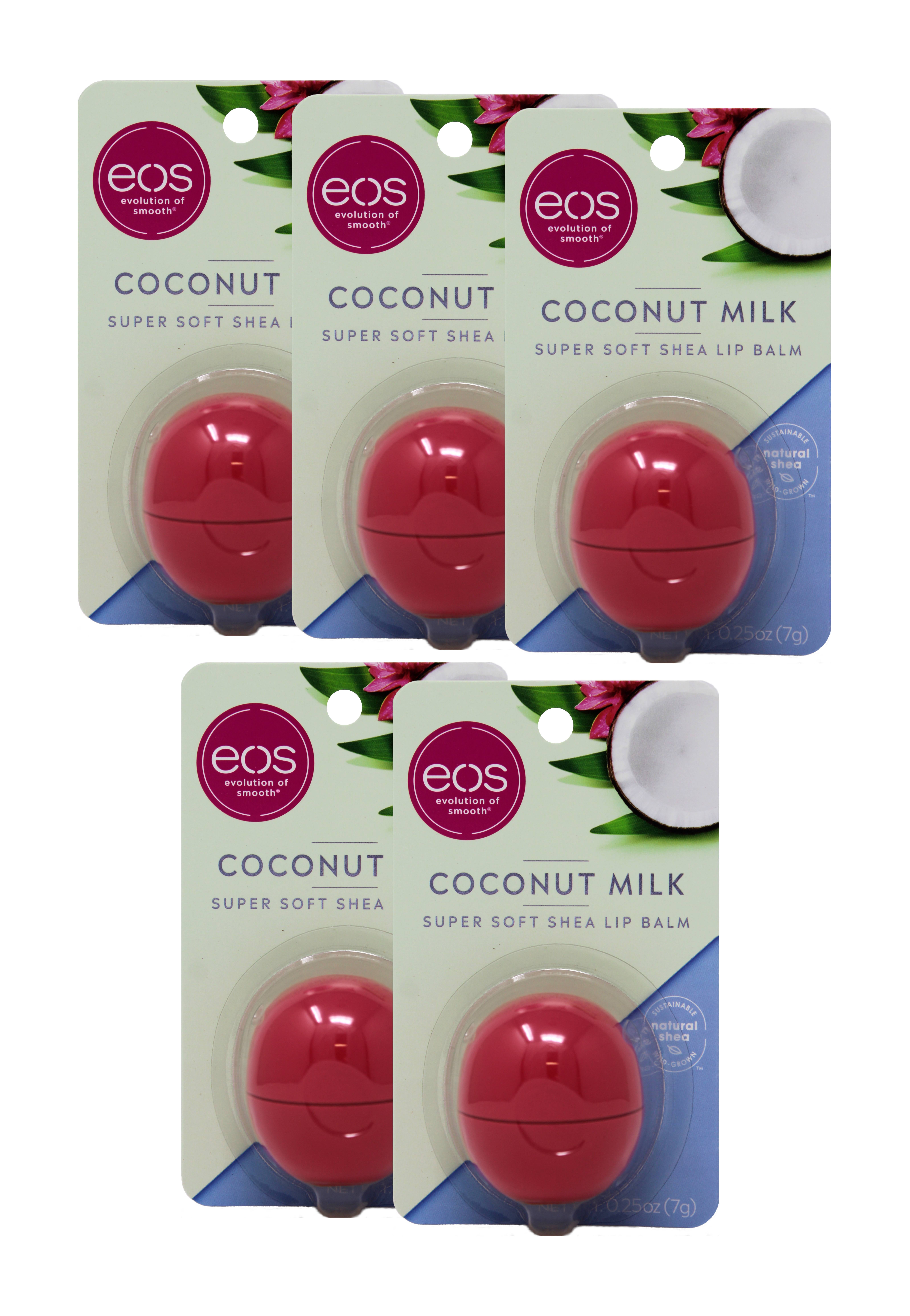 5 Pack EOS Visibly Soft Lip Balm Sphere Coconut Milk 0.25oz Each