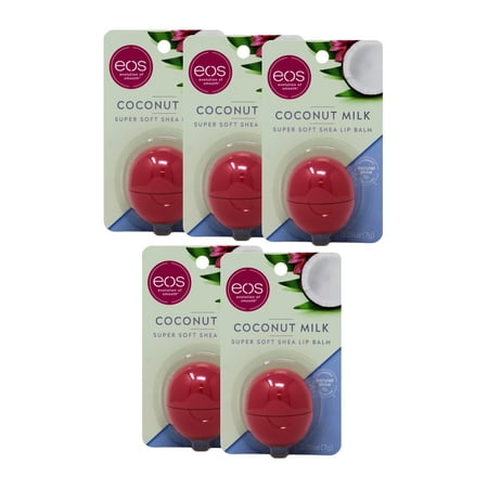5 Pack EOS Visibly Soft Lip Balm Sphere Coconut Milk 0.25oz Each