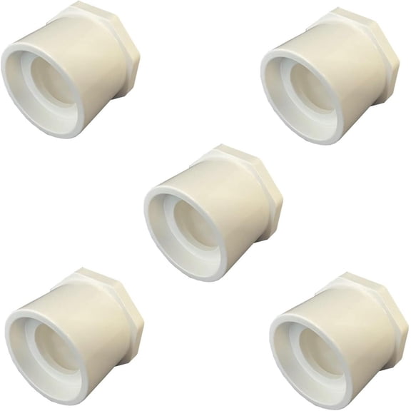 (5 Pack) ERA Schedule 40 PVC 1-1/2 Inch X 1 Inch Reducer Bushing, Slip X Socket, NSF Compliant