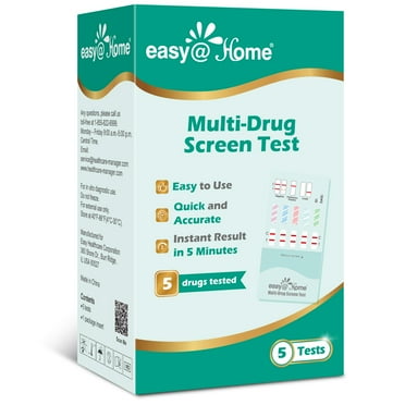5 Pack Easy@Home 5-Panel Instant Urine Drug Test, At-Home Multi Drug Testing Kit to Screen 5 Popular Drugs, Marijuana (THC), Cocaine (COC), Opiate (OPI 2000), Amphetamine (AMP), Benzodiazepines (BZO)