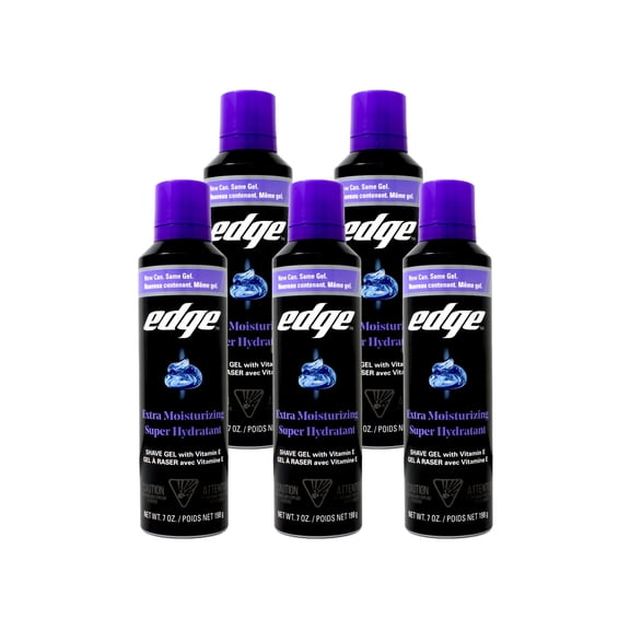 5 Pack - Edge Extra Moisturizing Shave Gel with Vitamin E, Shave Gel For Men That Moisturizes, Protects and Soothes To Help Reduce Skin Irritation, 7 oz