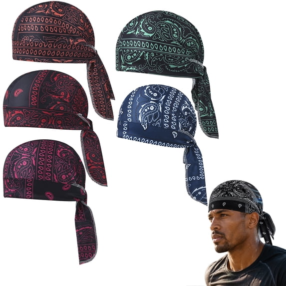 5 Pack Elastic Cycling Sports Cap, 2026 News Elastic Cycling Sports Cap,Cooling Skull Cap Helmet Liner Elastic Cycling Sports Cap Bandana for Men Women