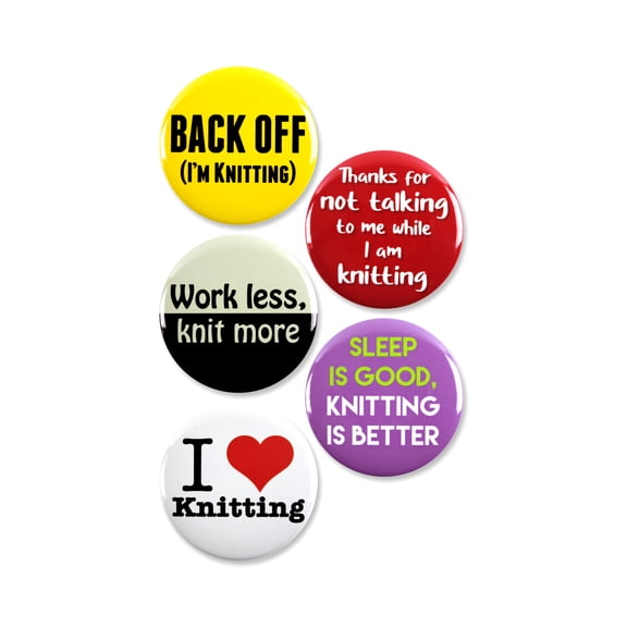 5 Pack - Elite Knitting Crafting Hobby Pinback Button Badges - 2.25 Inch