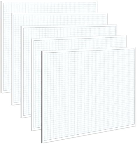 (5-Pack) Engineering Graph Paper Pads, 11x17 Quadrille 125 Sheets/250 Pages Grid Paper for Drafting, Engineering, Blueprint Drawing, 4x4 Blue Quad Rule, 100gsm White Paper