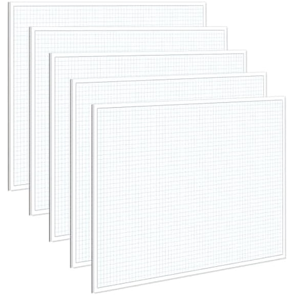 (5-Pack) Engineering Graph Paper Pads, 11x17 Quadrille 125 Sheets/250 Pages Grid Paper for Drafting, Engineering, Blueprint Drawing, 4x4 Blue Quad Rule, 100gsm White Paper