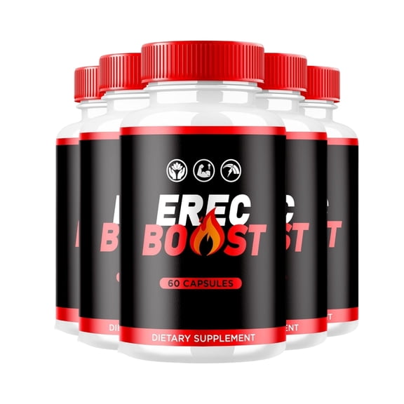 5-Pack ErecBoost Capsules, Erec Boost Pills, Official ErecBoost Original Capsules for Energy & Overall Health - 300 Capsules