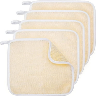5 Pack Exfoliating Wash Cloths, Dual-Sided Exfoliating Bath Towels for Body Scrub and Face Clean, Soft Weave Bath Cloth for Men Women