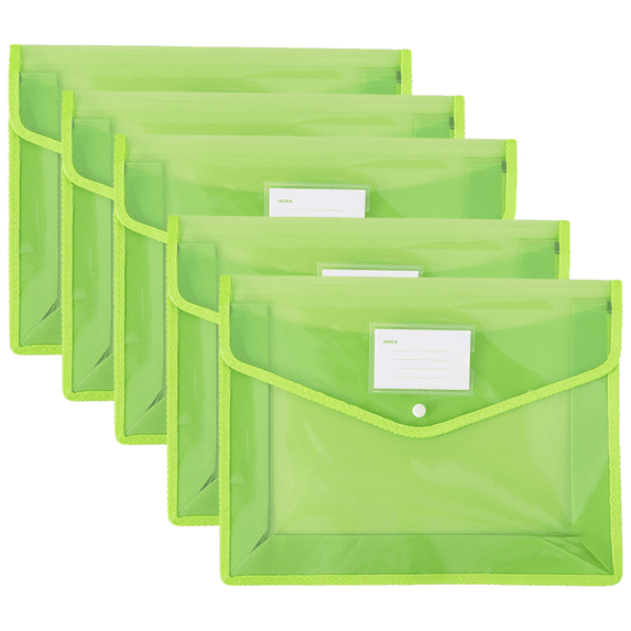 5 Pack Expanding File Large Capacity File Folders - Snap Button Closure - Name Card Slot