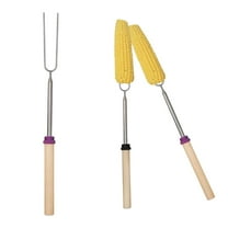 5 Pack Extendable Corn Roasting Sticks Set - 32 Inch Barbecue Skewers with Bag for Camping, Hot Dogs and S'mores Preparation - Beige1