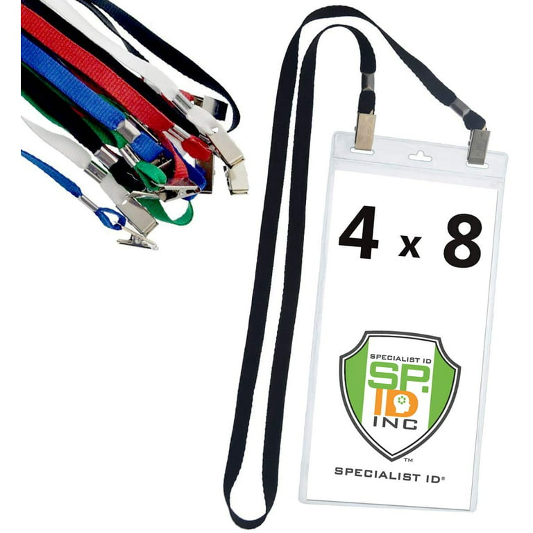4 x 3 Horizontal Event Badge Holder with Clothing Friendly Bulldog Clip - Clear Vinyl, Horizontal & Durable (SPID-1440)
