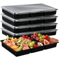 thumbnail image 1 of 5 Pack Extra Large Divided Catering Trays with Lids 14 x 7.7 x 1.6 Inch Charcuterie Board with Lid, 1 of 7