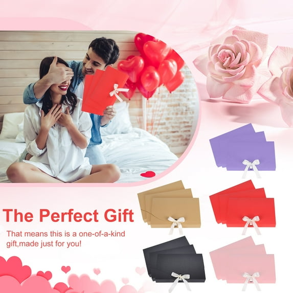 5 Pack Extra Large Gift Card Boxes With Ribbon And Lid For Gift Presentation, Large Size Gift Envelope Wrapping Box, Great For Gifting On Valentines Day, Birthday, Wedding,