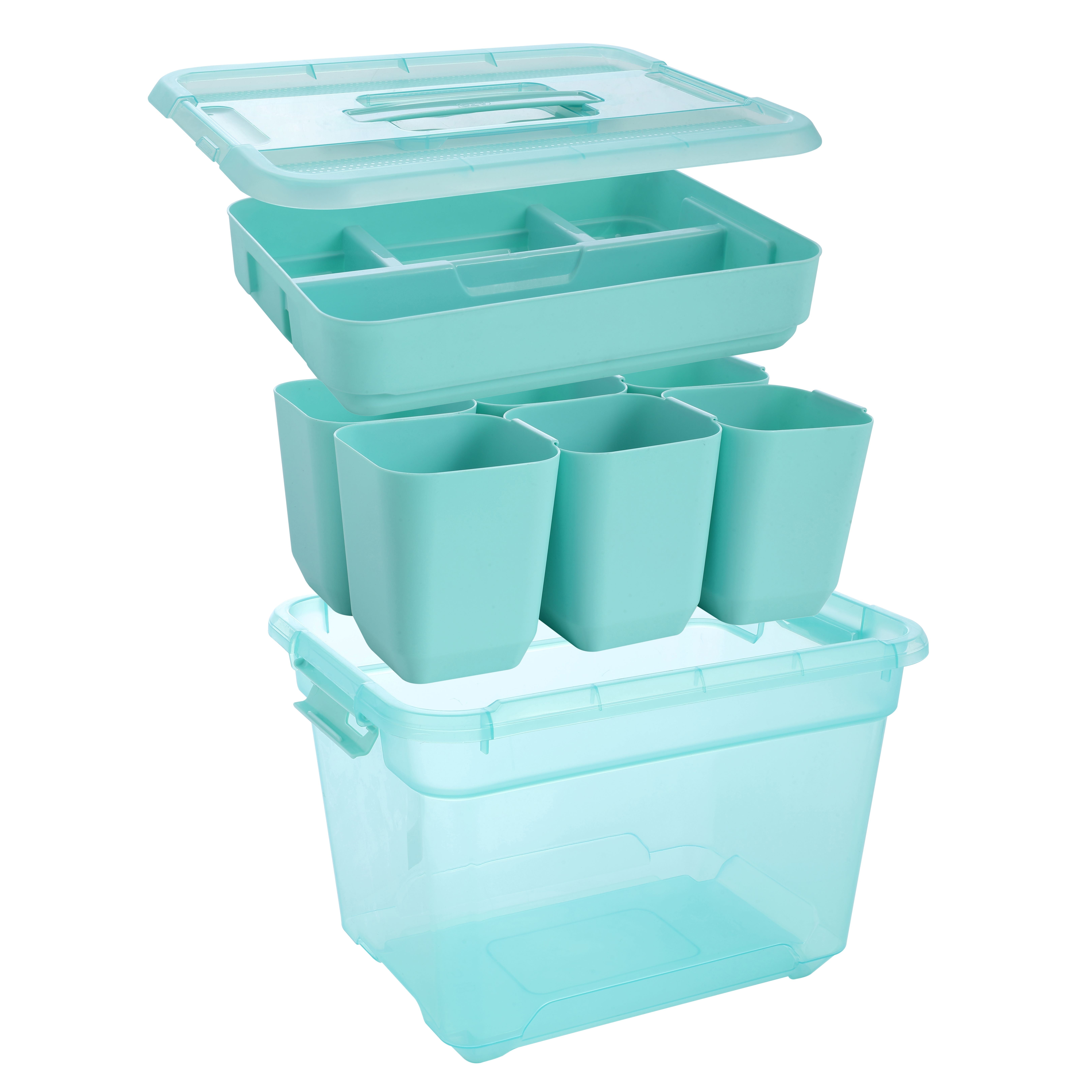 5 Pack - Ezy Storage 18L Solutions + Storage Box with Insert Tray