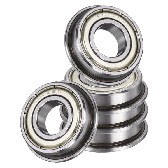 5 Pack F6900ZZ Flanged Ball Bearings, 10 x 22 x 6mm Double Shielded Chrome Steel Deep Groove Bearing, ABEC5