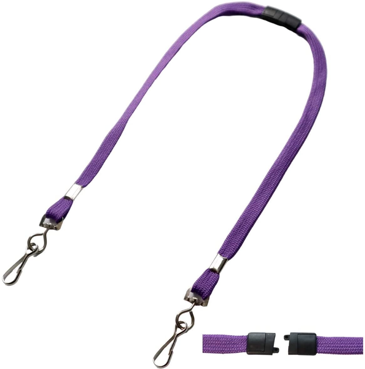 5 Pack -Face Mask Lanyards - Smaller Size with Safety Breakaway Clasp - Small Size Ear Saver Holder with Swivel J Clips - Short 12.5" Length by Specialist ID (Purple)