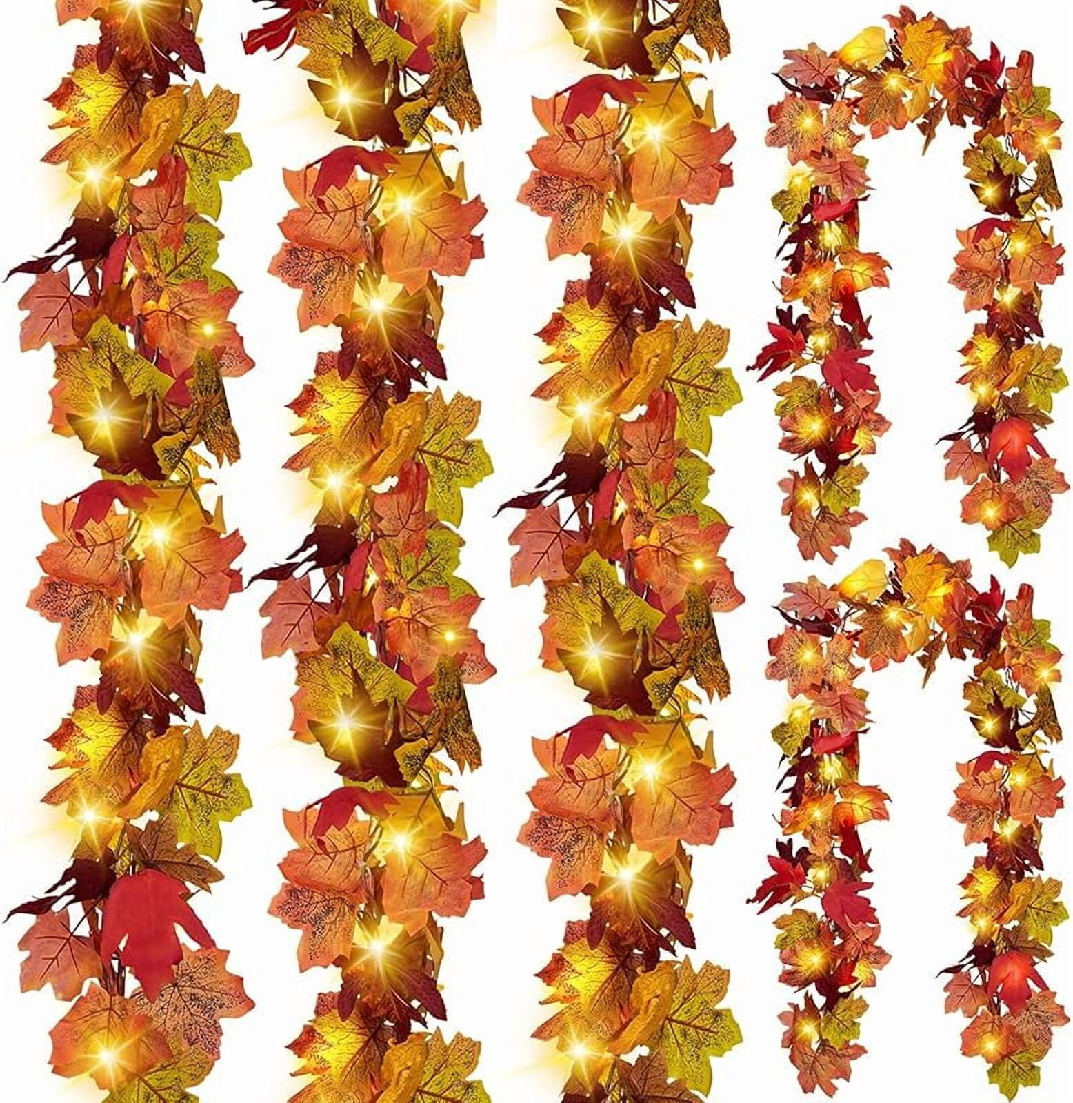 5 Pack Fall Leaf Garland, Total 29.5Ft Artificial Fall Vines Autumn ...