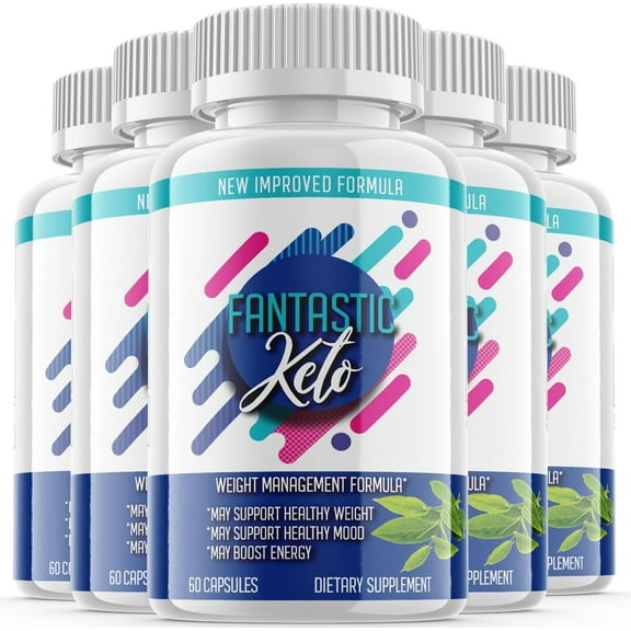 (5 Pack) Fantastic Keto - Keto Weight Loss Formula - Energy & Focus Boosting Dietary Supplements for Weight Management & Metabolism - Advanced Fat Burn Raspberry Ketones Pills - 300 Capsules