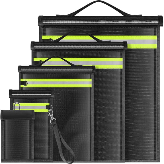 5 Pack Faraday Bags EMP Proof,Faraday Bags for Laptops Tablets Phones Car Keys,Faraday Cage with Handle&Reflective Strip,EMP bags Faraday Pouch for Electronics Fireproof Waterproof