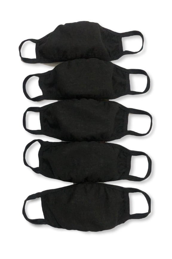 5-Pack Fashionable 100% Cotton Face Masks - Many Prints - black, one size