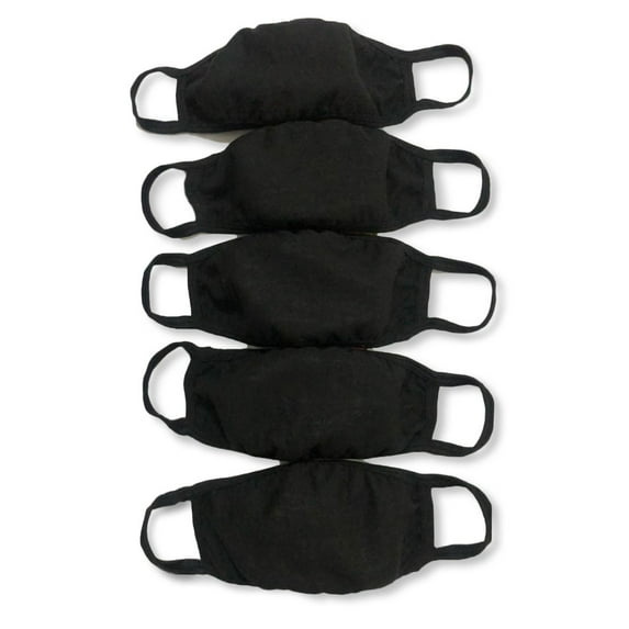 5-Pack Fashionable 100% Cotton Face Masks - Many Prints - black, one size