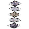 thumbnail image 1 of 5-Pack Fashionable 100% Cotton Face Masks with Adjustable Ear Loops- Many Prints, 1 of 3
