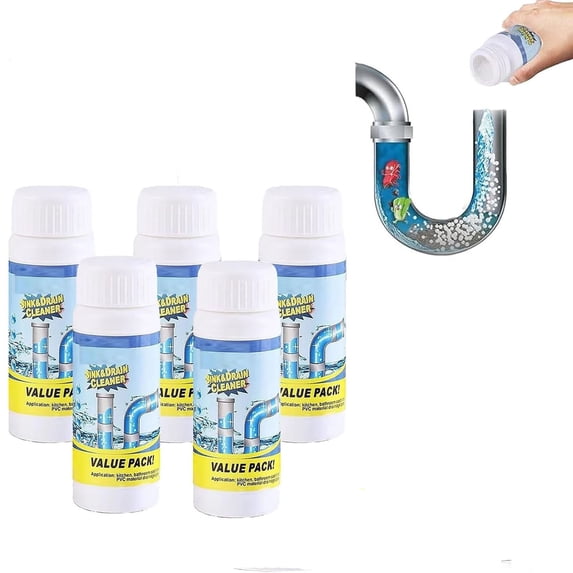 5-Pack Fast-Acting Foam Pipe Cleaner for Kitchen Essentials, Enzyme Drain Opener, for Bathroom Sink, Shower, and Toilet