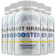 5 Pack Fast Brain Booster - Dietary Supplement for Focus, Memory, Clarity, Energy - Advanced Cognitive Support Formula for Maximum Strength - 300 Capsules