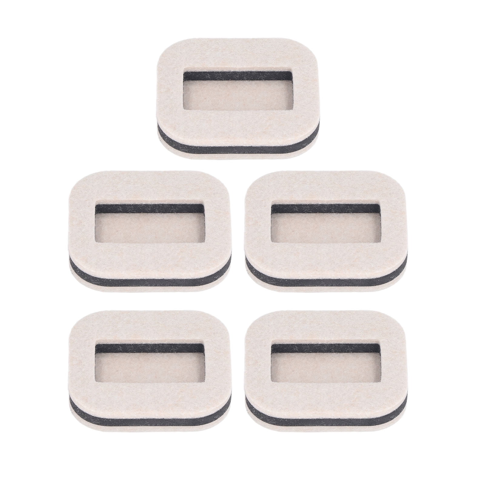 5Pack Felt Caster Cups in Bean Color, Rectangle Concave Design for