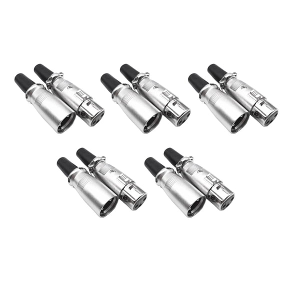 5 Pack Female Male XLR Cable Connectors Secure Locking Mechanism Silver Plated Connections for Microphones Audio